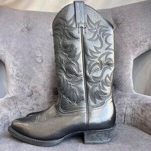 Ariat Heritage R Toe Western Cowboy Boots – Black Deertan Leather Men’s Size 9D